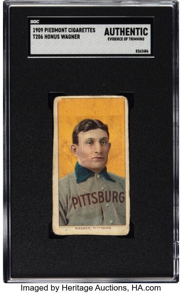 T206 Piedmont Honus Wagner baseball card in a graded holder
