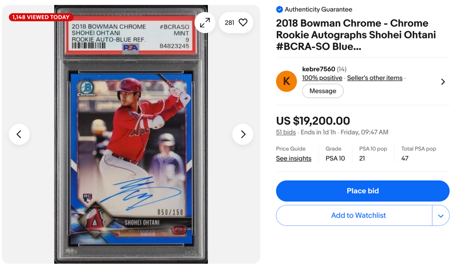 eBay - listing | 2018 Bowman Chrome - Chrome Rookie Autographs Shohei Ohtani
