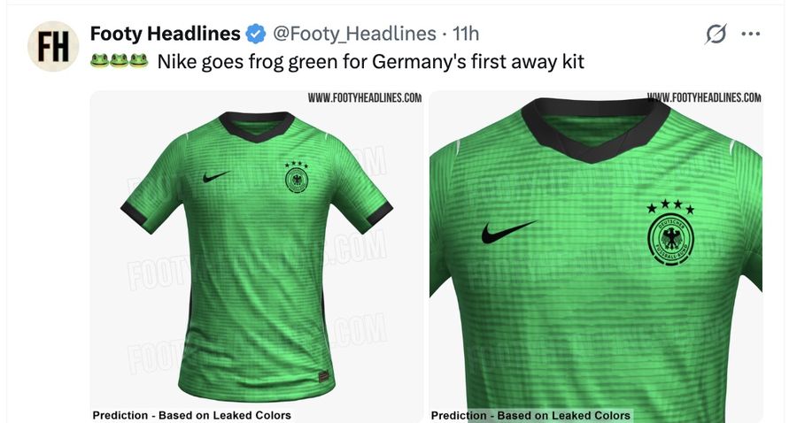 Nike goes frog green for Germany's first away kit