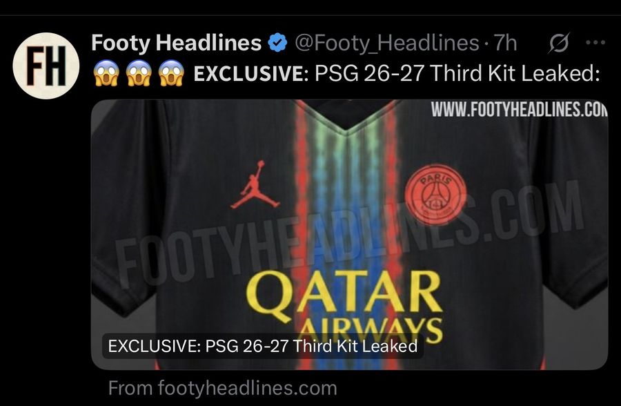 😱😱😱 EXCLUSIVE: PSG 26-27 Third Kit Leaked: