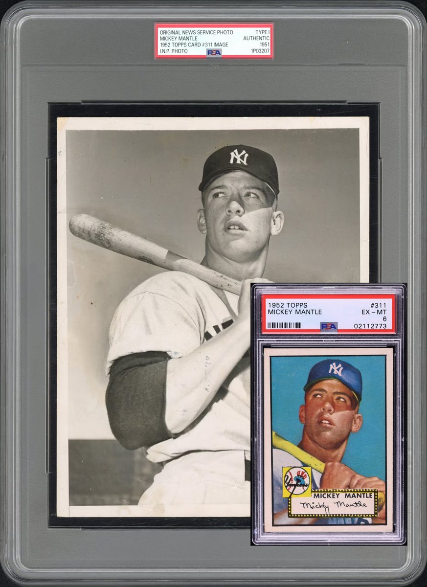 Photo Behind 1952 Topps Mickey Mantle Card
