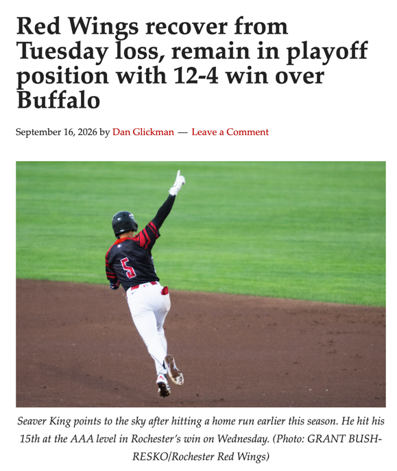 Seaver King's power year reaches 15 Triple-A homers